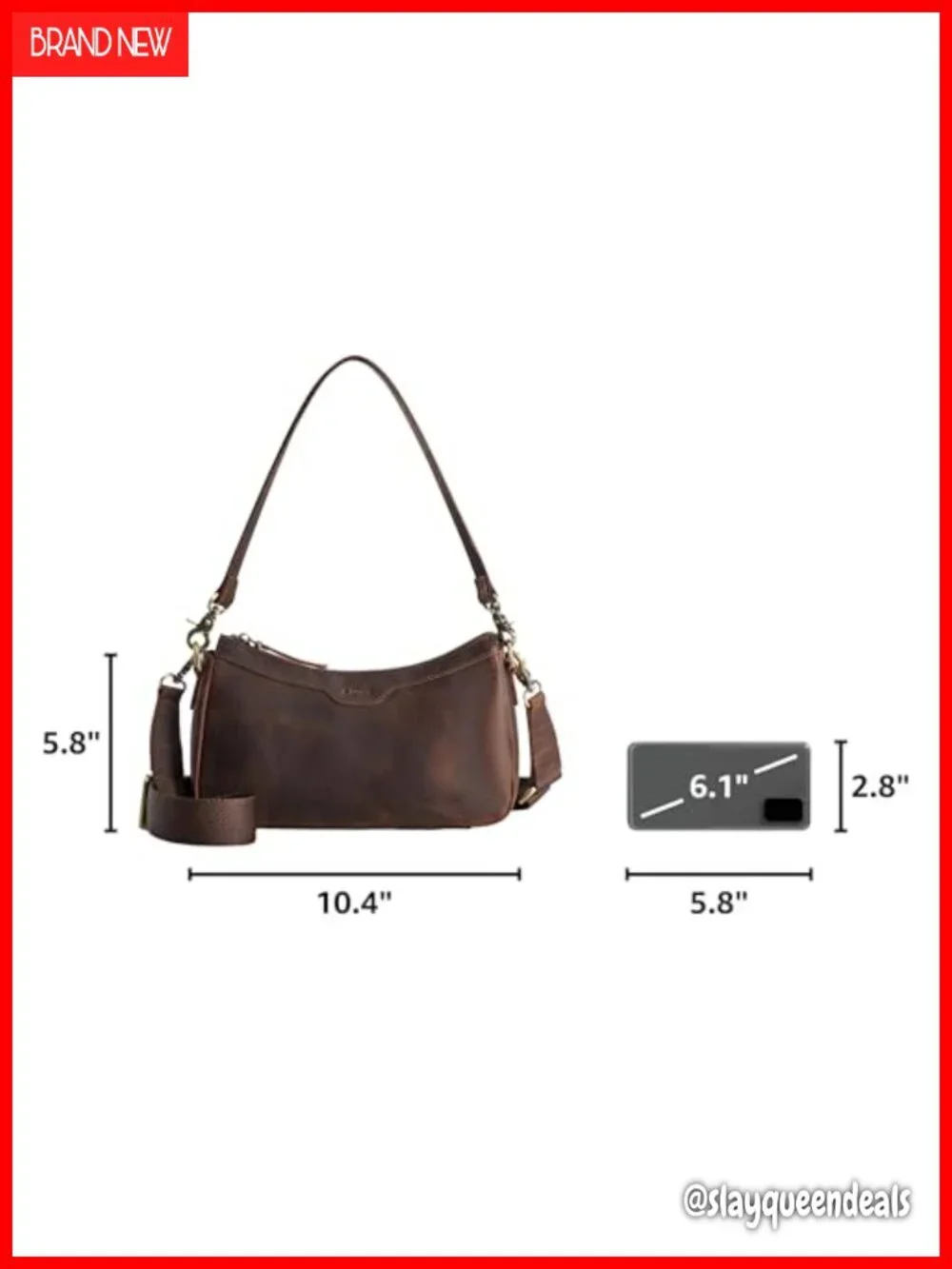 Top Grain Leather Hobo Bag Crossbody Shoulder Purse Women Small 2 Straps